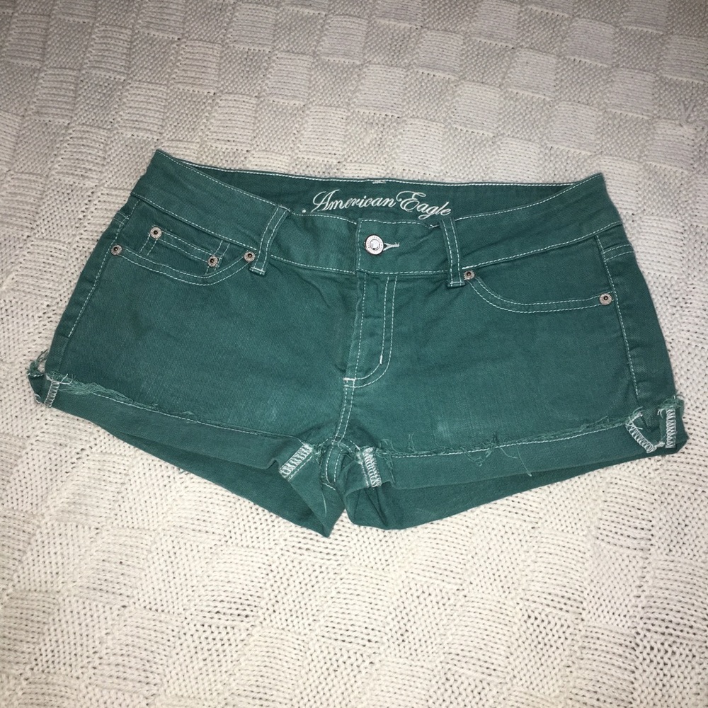 American Eagle Outfitters Green Cut-Off Jean Shorts